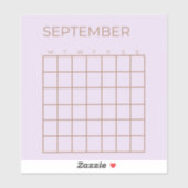 Lilac Undated September Calendar Organisation Aufkleber (Blatt)