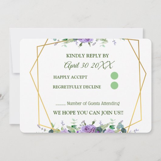 Lilac Vineyard Wedding RSVP (Rückseite)