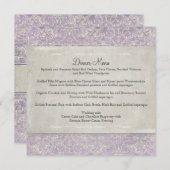 Lilac Vintag French Regency Lace Etched Wedding Menükarte (Vorne/Hinten)