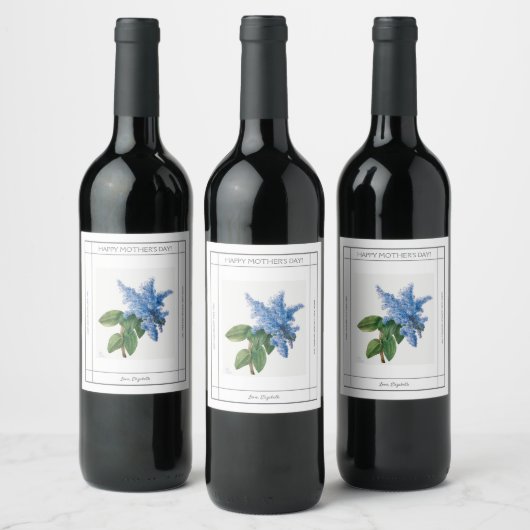 Lilac Vintag Happy Mother's Day Wine Label Weinetikett (Flaschen)