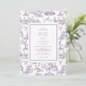 Lilac Vintag Toile Classic Wedding Einladung (Stehend Vorderseite)