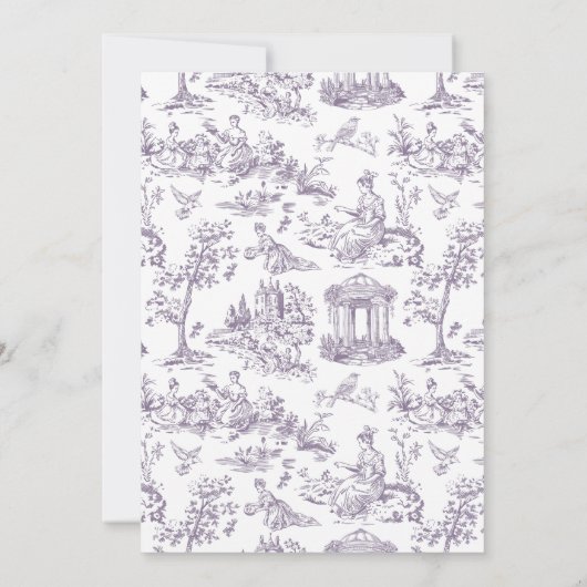 Lilac Vintag Toile Classic Wedding Einladung (Rückseite)