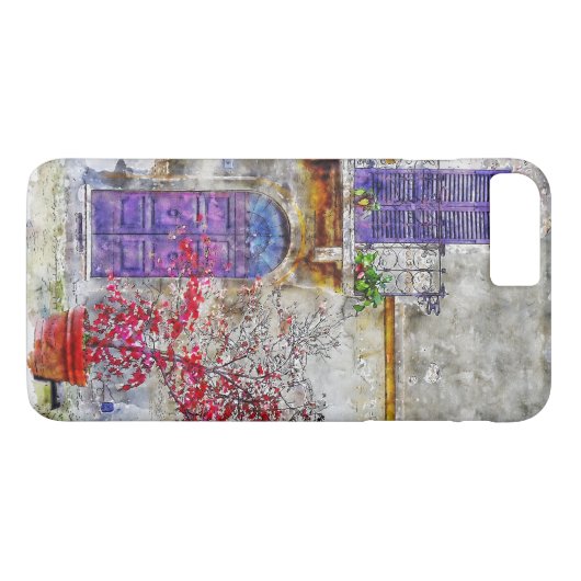Lilac Violet Door Garden Balcony Zeichnend Malerei Case-Mate iPhone Hülle (Rückseite (Horizontal))