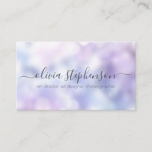 Lilac Violet und Blue Bokeh Marble Visitenkarte (Vorderseite)