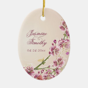 Lilac-violette Blumen Hochzeitskraut-Foto Gunst Keramik Ornament