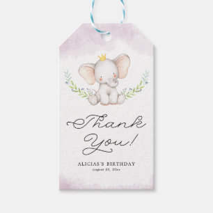 Lilac Watercolor Baby Elephant Geburtstag Vielen D Geschenkanhänger