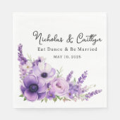 Lilac Watercolor Blumenhochzeit und Brautparty Serviette (Vorderseite)