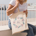 Lilac Watercolor Blumenstraube Mit Monogramm Tragetasche<br><div class="desc">Lilac Watercolor Blumenreath Mit Monogramm Design.</div>