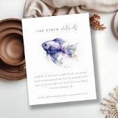 Lilac Watercolor Coastal Fish Wedding Details Begleitkarte