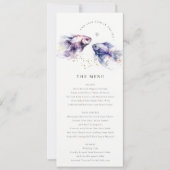 Lilac Watercolor Coastal Fish Wedding Menu Card Einladung (Vorderseite)