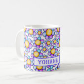 Lilac Watercolor Daisy Blume individuelle Name Sum Kaffeetasse (Vorderseite Links)