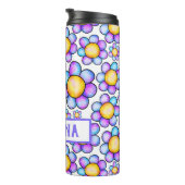 Lilac Watercolor Daisy Blume individuelle Name Sum Thermosbecher (Nach rechts gedreht)
