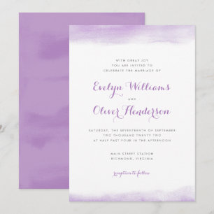 Lilac Watercolor Dip Wedding Einladung