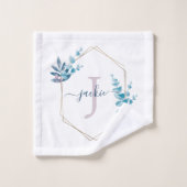 Lilac Watercolor Eucalyptus Frame Mit Monogramm Badhandtuch Set (Waschlappen)