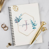 Lilac Watercolor Eucalyptus Frame Monogramm Notizblock