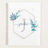 Lilac Watercolor Eucalyptus Frame Monogramm Planer (Vorderseite)