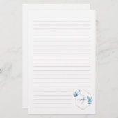 Lilac Watercolor Eucalyptus Gerahmt Monogram Briefpapier (Vorne/Hinten)