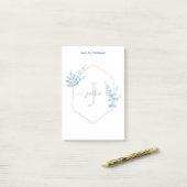 Lilac Watercolor Eucalyptus Gerahmt Monogram Post-it Klebezettel (Auf Schreibtisch)