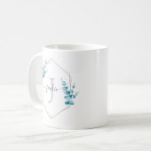 Lilac Watercolor Eucalyptus Wreath Monogramm Kaffeetasse (Vorderseite Links)