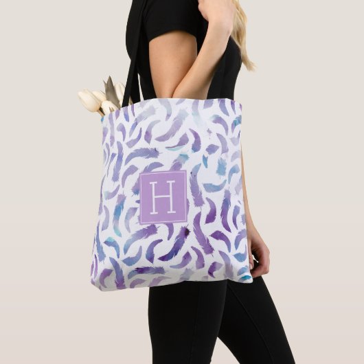 Lilac Watercolor Feathers Pattern Tasche (Von Nahem)