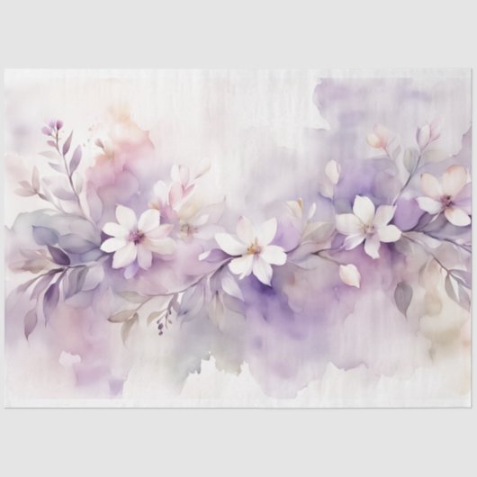 Lilac Watercolor Floral 18b Decoupage Seidenpapier (Vorderseite)