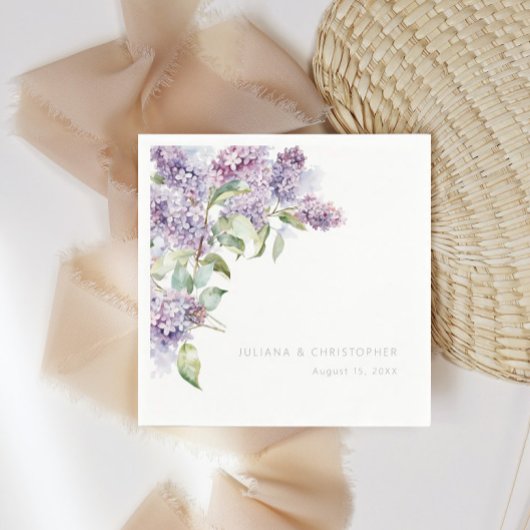 Lilac Watercolor Floral Botanical Wedding Paper Serviette