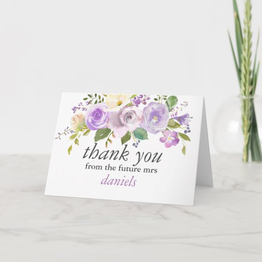 Lilac Watercolor Floral Brautparty Danke Karte (Vorderseite)