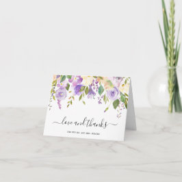 Lilac Watercolor Floral Elegante Hochzeit Dankeskarte
