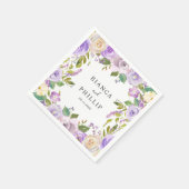 Lilac Watercolor Floral Elegante Hochzeit Serviette (Ecke)