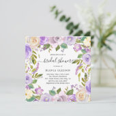 Lilac Watercolor Floral Elegantes Brautparty Einladung (Stehend Vorderseite)