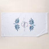 Lilac Watercolor Floral Monogram Strandtuch (Vorderseite)
