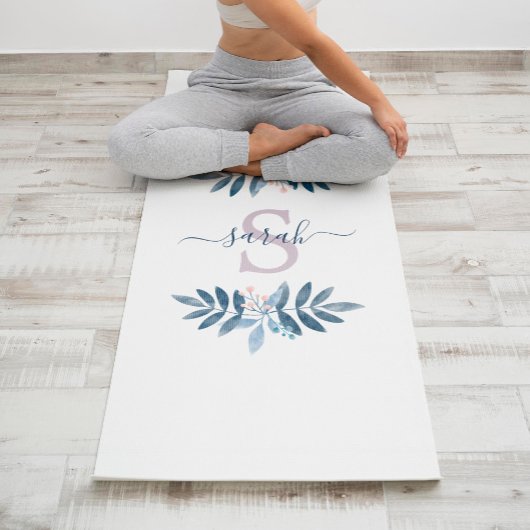 Lilac Watercolor Floral Monogram Yogamatte