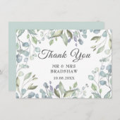 Lilac Watercolor Floral Wedding Danke Karte (Vorne/Hinten)