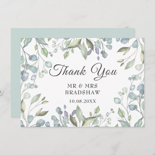 Lilac Watercolor Floral Wedding Danke Karte (Vorne/Hinten)