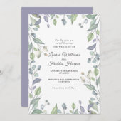 Lilac Watercolor Floral Wedding Einladung (Vorne/Hinten)