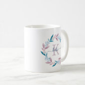 Lilac Watercolor Floral Wreath Monogramm Kaffeetasse (VorderseiteRechts)
