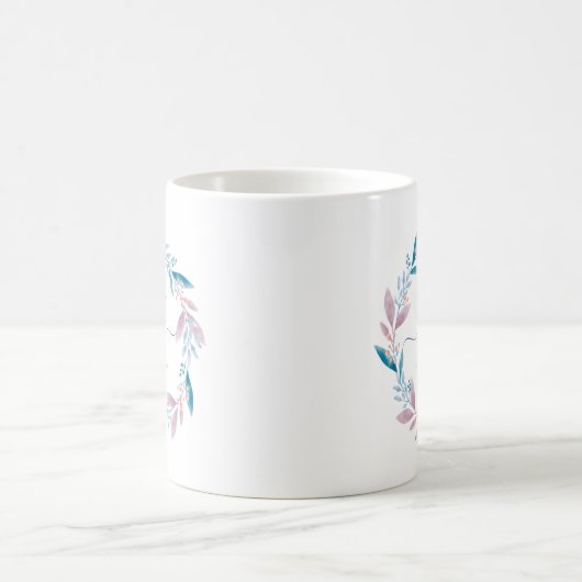 Lilac Watercolor Floral Wreath Monogramm Kaffeetasse (Mittel)