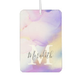 Lilac Watercolor Gold Abstrakter Monogrammname Autolufterfrischer (Vorderseite)