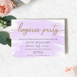 Lilac Watercolor Gold Lingerie Party Brautparty Einladung