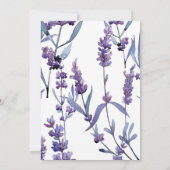Lilac Watercolor Hochzeit bei schöner Aussicht Einladung (Rückseite)