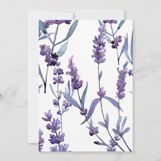 Lilac Watercolor Hochzeit bei schöner Aussicht Einladung (Rückseite)