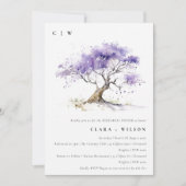 Lilac Watercolor Jacaranda Tree Probe Abendessen Einladung (Vorderseite)