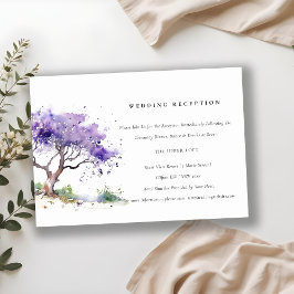 Lilac Watercolor Jacaranda Tree Wedding Empfang Begleitkarte