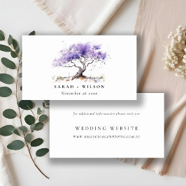 Lilac Watercolor Jacaranda Tree Wedding Website Begleitkarte