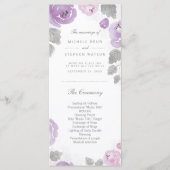 Lilac Watercolor Rose Hochzeitsprogramm Rackkarten Programm (Vorderseite)