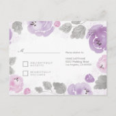 Lilac Watercolor Rose Response UAWG Postcard Einladungspostkarte (Rückseite)