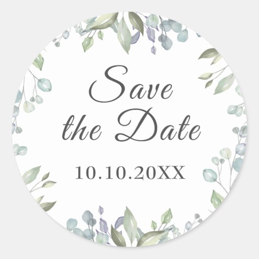 Lilac Watercolor Save the Date Gevor Runder Aufkleber (Vorderseite)
