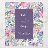 Lilac Watercolor Wildblume Grünfoliage Weinetikett (Einzelnes Label)