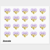 Lilac Wavy Gold mit Monogram Herz-Aufkleber (Blatt)