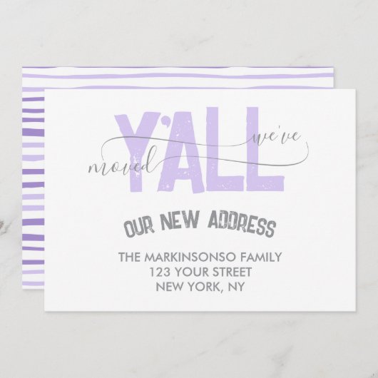 Lilac We Moved Y'all Moving Announcement Einladung (Vorne/Hinten)